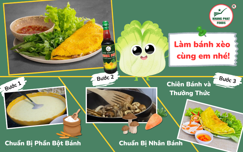 cách bước làm bánh xèo chay